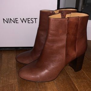 Nine West cognac booties. Size 8.5